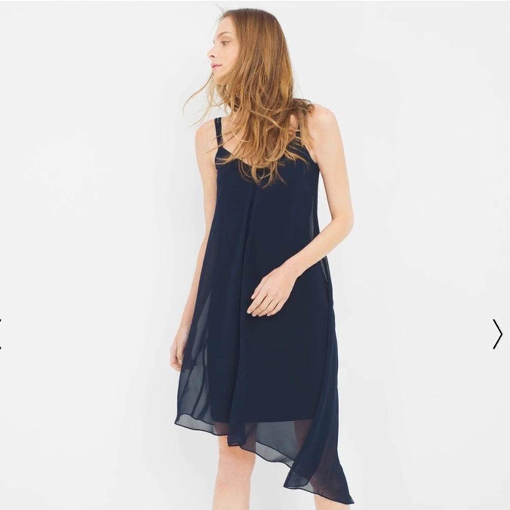 WHBM Asymmetric Chiffon Midi Dress